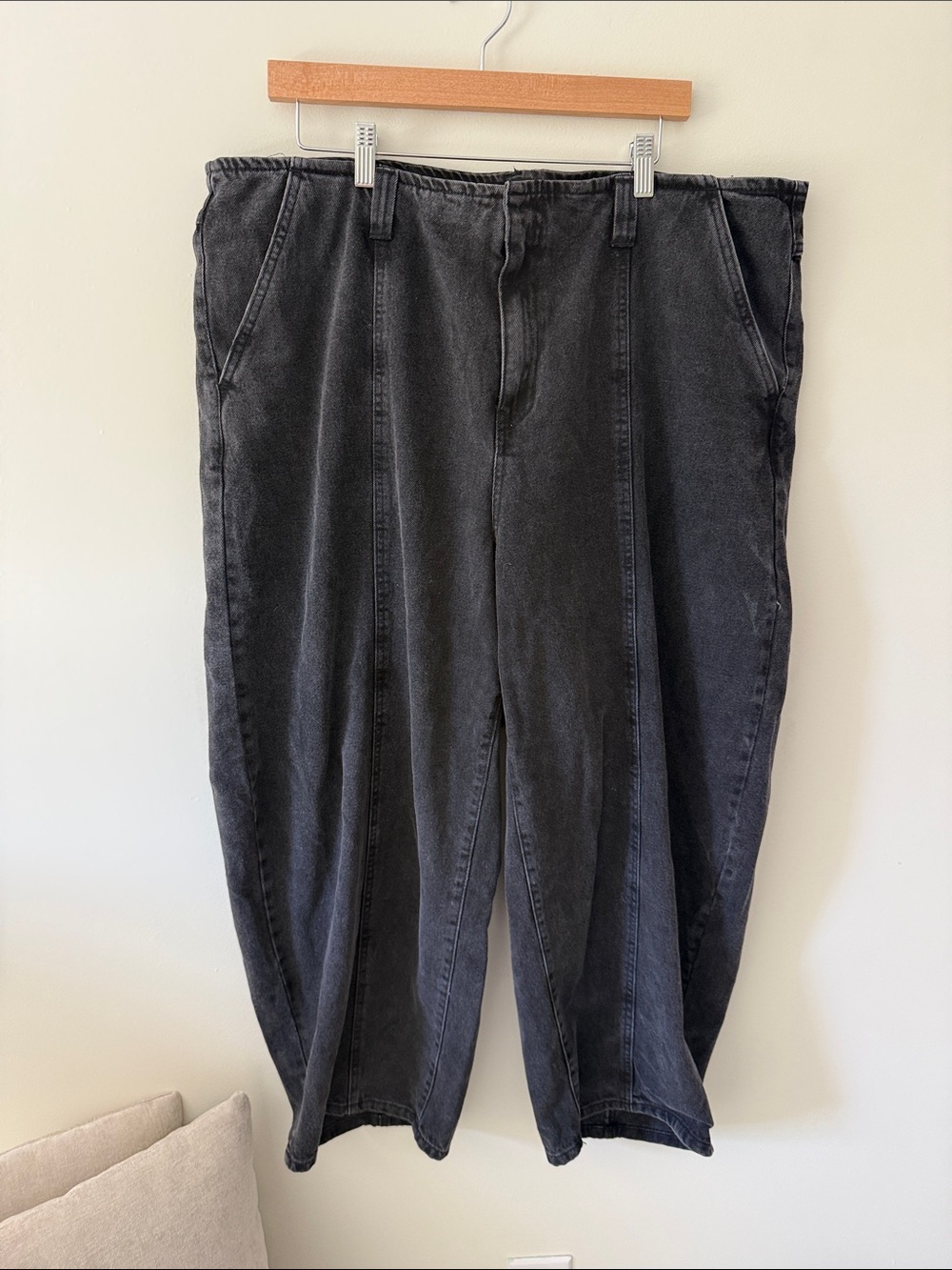 Future Collective Black Waistless Barrel Pants - Picture 2 of 4